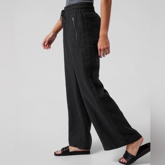 Athleta Black Cabo Linen Wide Leg Pant - Picture 6 of 7